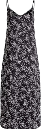 black floral midi slip dress