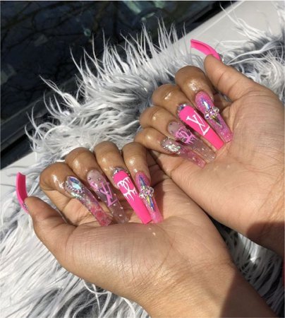 Long Pink Coffin Nails