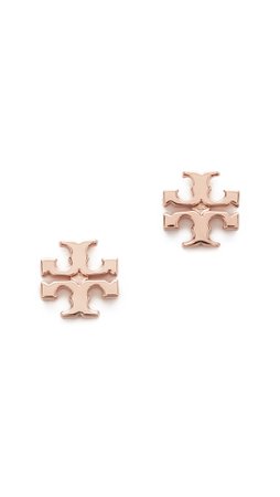 Shop Tory Burch Logo Stud Earrings in Rose Gold at Modalist | M0005000013870