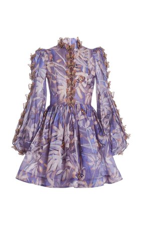 Zimmermann Botanica Butterfly-Detailed Linen-Silk Mini Dress