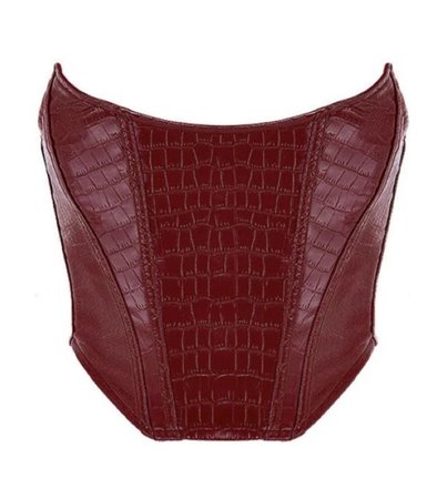 red burgundy snake effect corset top