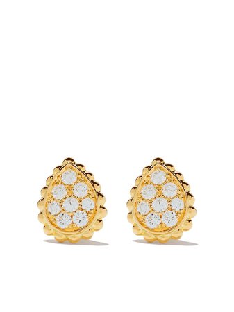 Boucheron 18kt yellow gold Serpent Bohème diamonds XS motif teardrop stud earrings - FARFETCH