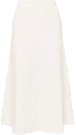 CASASOLA - Pleated Stretch-knit Midi Skirt - White