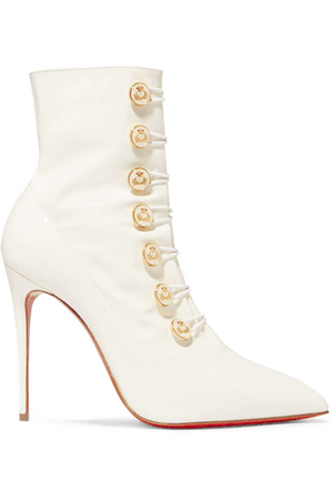 Christian Louboutin Liossima 100 Patent-Leather Ankle Boots In White | ModeSens