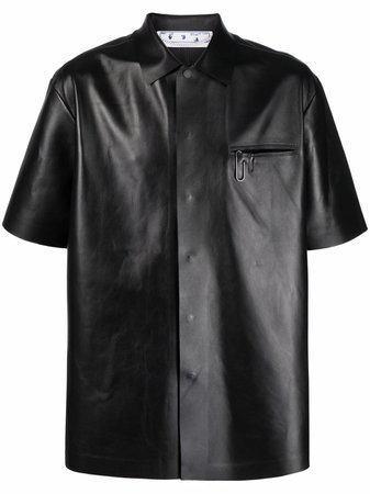 Shop Off-White short-sleeve leather shirt with Express Delivery - FARFETCH