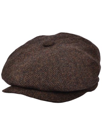 1940s Vintage Style Brown Herringbone Newsboy Cap | Revival Vintage UK