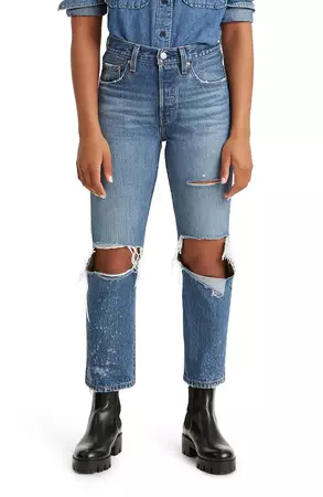 Levi's® 501® Ripped High Waist Straight Leg Jeans | Nordstrom