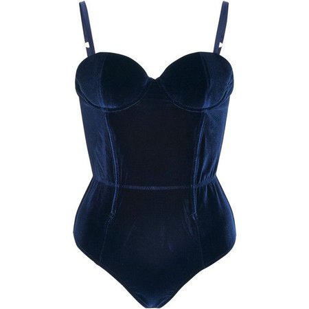 Navy Blue Velvet Bodysuit