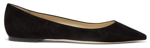 Romy Point Toe Suede Flats - Womens - Black