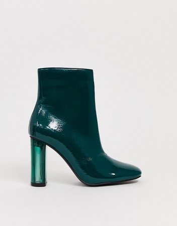 Glamorous green patent ankle boots with statement heel | ASOS green