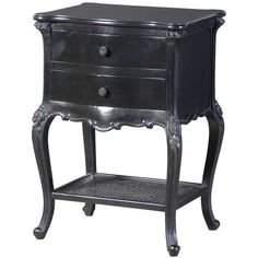 Out There Interiors French Two Drawer Bedside In Black