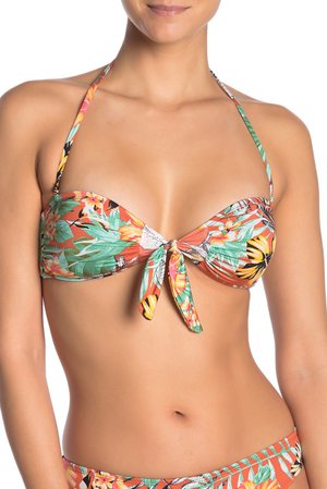 Tropical Oasis Tie Front Bikini Top