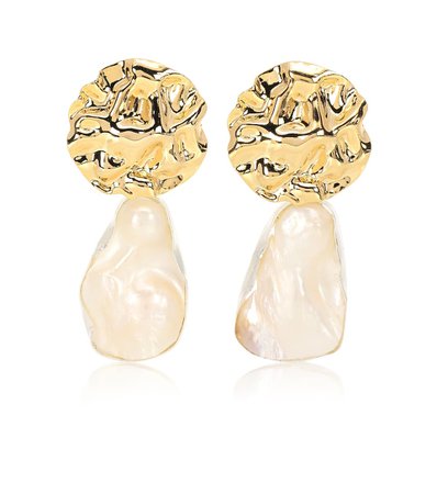Peet Dullaert Cova 14Kt Yellow And White Gold-Plated Earrings With Baroque Pearl