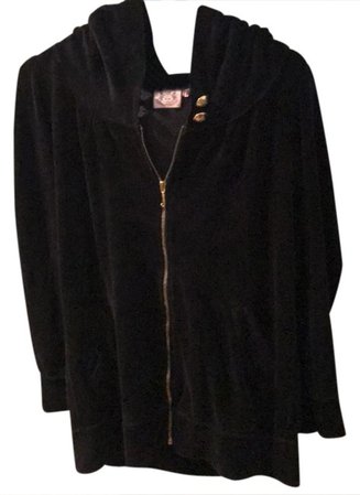 Juicy Couture Black Velour Zipper (Long Length) Sweatshirt/Hoodie Size 6 (S) - Tradesy