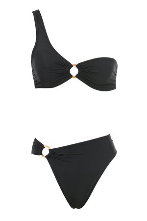 Clothing : Swimwear : 'Beachcomber' Black One Strap Bikini