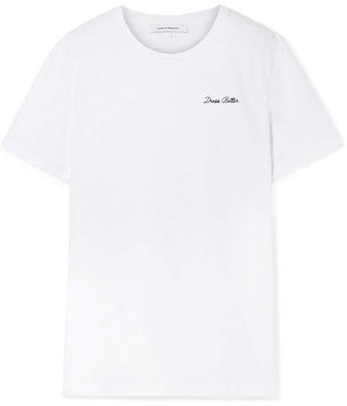Ninety Percent - Embroidered Organic Cotton-jersey T-shirt - White