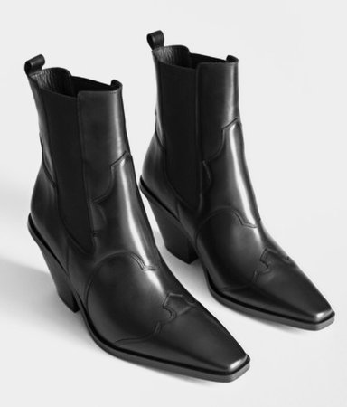 & OTHER STORIES Square Toe Leather Cowboy Boots