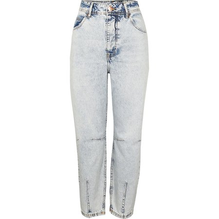 Blue high waisted tapered jean | River Island