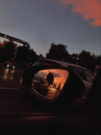 car window sunset