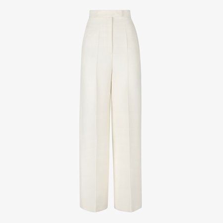 Pants - White wool and silk pants | Fendi
