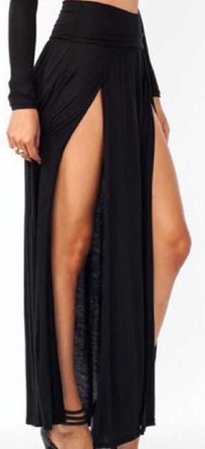 black double slit skirt