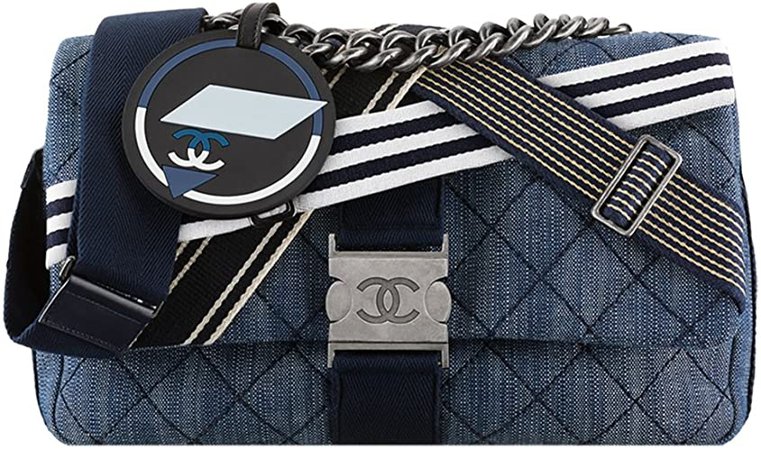Authentic Chanel Flap Bag Denim & Toile Navy Blue White Item A93314 Y60531 C4511 Made in France: Amazon.ca: Shoes & Handbags