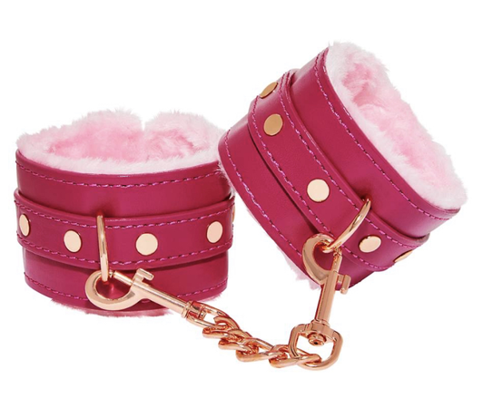 Pink Faux Leather Fur Cuffs - Pleasure Bound ~ Spencer’s