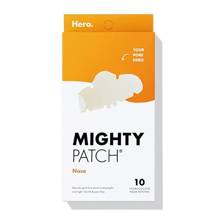 Amazon.com: Mighty Patch Nose from Hero Cosmetics - XL Hydrocolloid Patches for Nose Pores, Pimples, Zits and Oil - Dermatologist-Approved Overnight Pore Strips to Absorb Acne Nose Gunk (10 Count) : Beauty & Personal Care