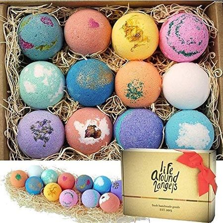 Amazon.com : LifeAround2Angels Bath Bombs Gift Set 12 USA made Fizzies, Shea & Coco Butter Dry Skin Moisturize, Perfect for Bubble Spa Bath. Handmade Birthday Mothers day Gifts idea For Her/Him, wife, girlfriend : Beauty & Personal Care