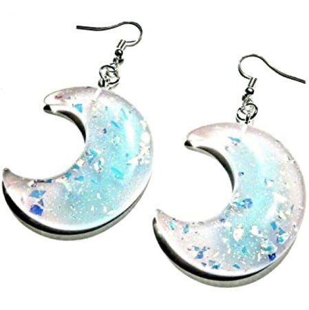 glitter blue moon earrings