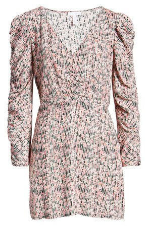 Leith Floral Shirred Long Sleeve Dress | Nordstrom