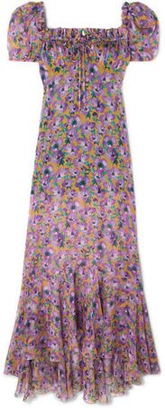 Raquel Diniz - Alice Floral-print Silk-chiffon Maxi Dress - Purple