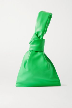 Twist Knotted Leather Clutch - Green