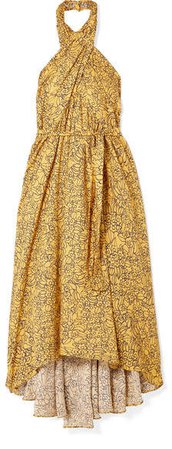 Wassily Printed Cotton-blend Voile Halterneck Dress - Yellow