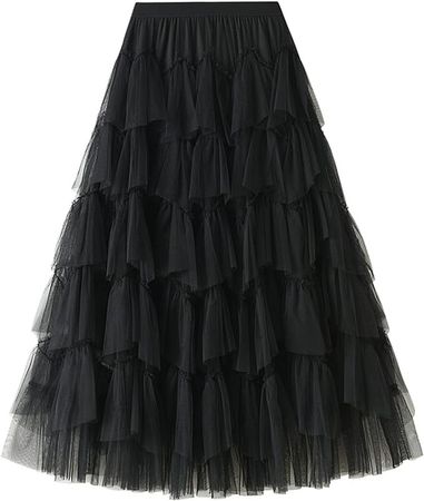 Amazon.com: Dirholl Women's A-Line Fairy Elastic Waist Tulle Midi Skirt Scallop Green : Clothing, Shoes & Jewelry