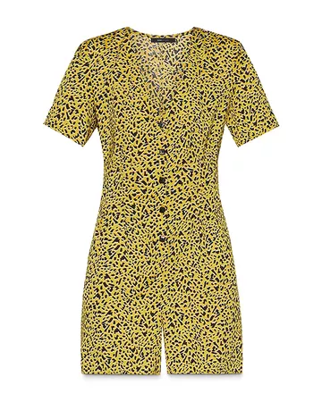 BCBGENERATION Animal Print Woven Romper | Bloomingdale's yellow