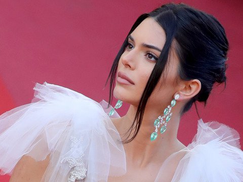 Kendall Jenner in a translucent creation in Cannes 2018