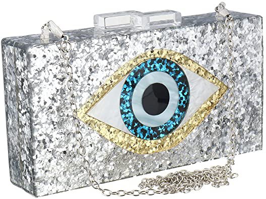 Amazon.com: Silver Acrylic Clutch Bags Glitter Purse Perspex Bag Handbags for Women: Shoes