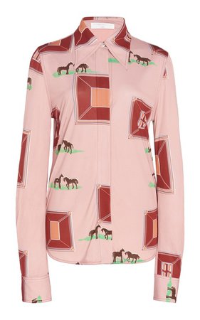 Printed Crepe Button-Down Shirt by Victoria Beckham | Moda Operandi