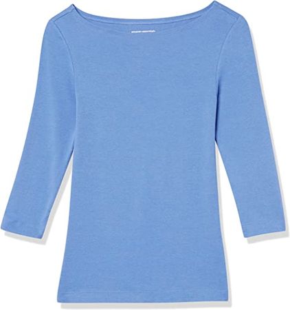 Amazon.com: Amazon Essentials Women's Slim-Fit 3/4 Sleeve Solid Boat Neck T-Shirt : Clothing, Shoes & Jewelry