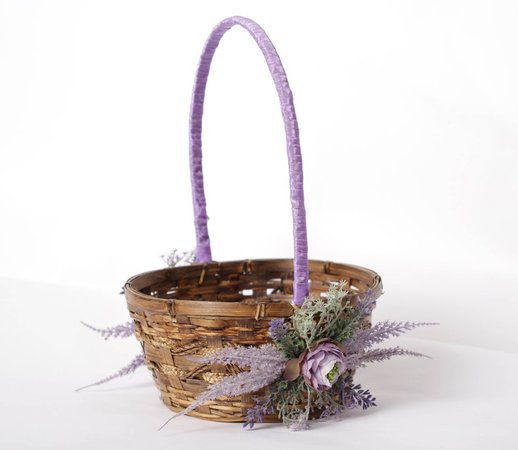 Purple wedding basket purple easter basket flower girl | Etsy
