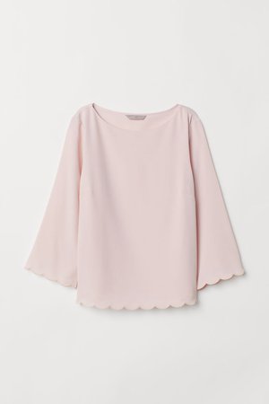 Scalloped-edge Blouse - Light pink - | H&M US