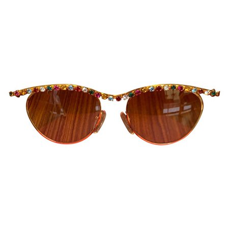 Vintage Moschino 1990s Multicolor Rhinestone and Gold Sunglasses by Persol For Sale at 1stdibs