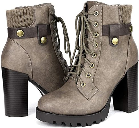 Amazon.com | DREAM PAIRS Women's Earth Brown Chunky Heel Ankle Bootie Size 9 B(M) US | Ankle & Bootie