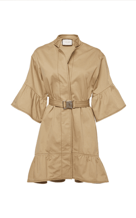 Alexis Mariano Belted Cotton-Blend Mini Dress In Brown | ModeSens