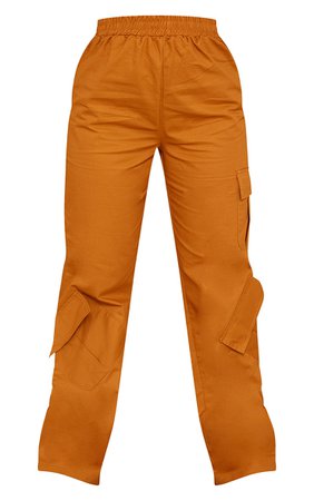 Petite Orange Multi Straight Leg Cargo Trousers | PrettyLittleThing USA