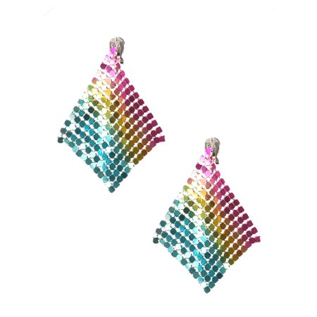 Rainbow Mesh Clip On Drop Earrings | Claire's