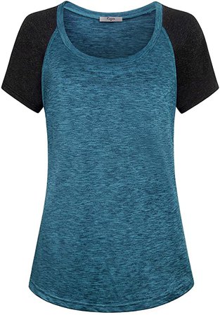 Amazon.com: Cestyle Exercise Tops for Women, Ladies Athletic Tunics Raglan Sleeve Round Neck Gym Sport Tunic Spring Summer Clothes Casual Active Top Blue X-Large: Clothing