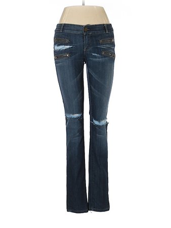 Current/Elliott Solid Blue Jeans 25 Waist - 68% off | thredUP