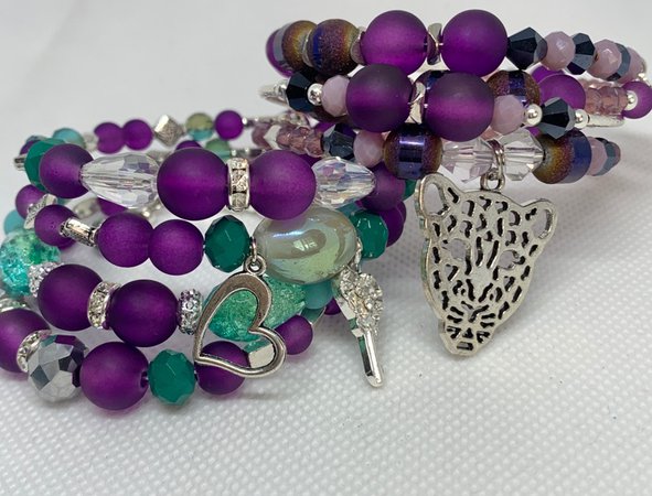 teal and purple bracelets